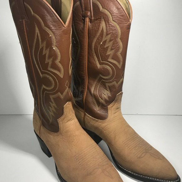 Vintage 1980s TONY LAMA Cowboy Boots Men 9 Brown G main image 5
